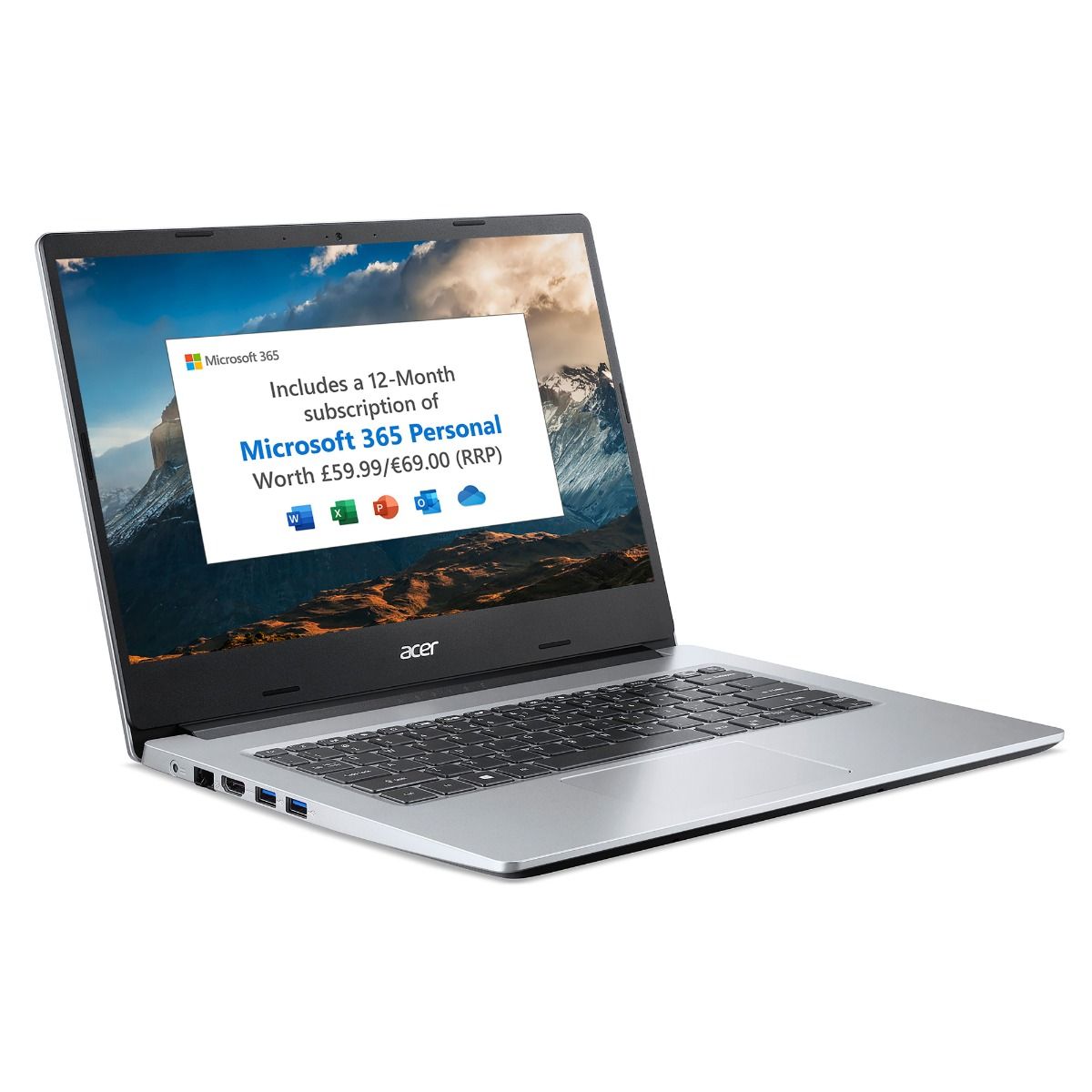 Acer Laptop Aspire 1 A114-33 14" FHD Intel Celeron N4500 4GB RAM 64GB eMMC