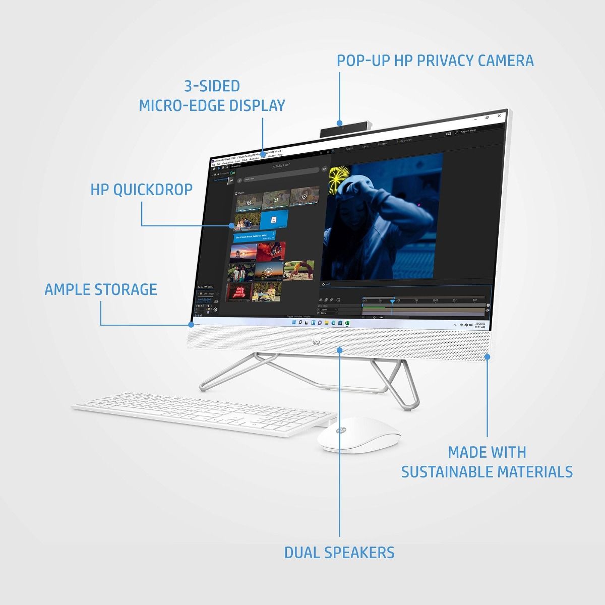 HP All-In-One PC 24-CB0021NA 23.8" Full HD AMD Ryzen 5 5500U 8GB RAM 512GB SSD