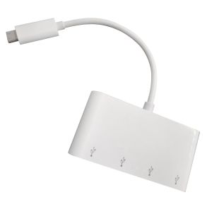 TEKshop Light & Portable USB-C to USB-3.0 x4 Hub in White TEK-HUB-1
