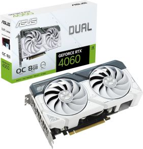 DUAL-RTX4060-O8G-WHITE ASUS Dual GeForce RTX 4060 White OC Edition 8GB GDDR6 2.5 Slot Design