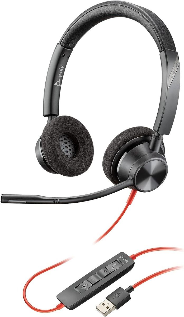 Poly Blackwire 3320 Wired Dual-Ear Headset with Mic USB/AUX 3.5mm