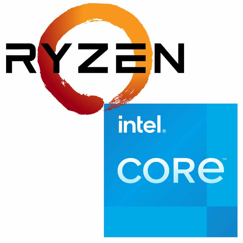 AMD Ryzen and Intel Core CPU Gaming Laptop Logos